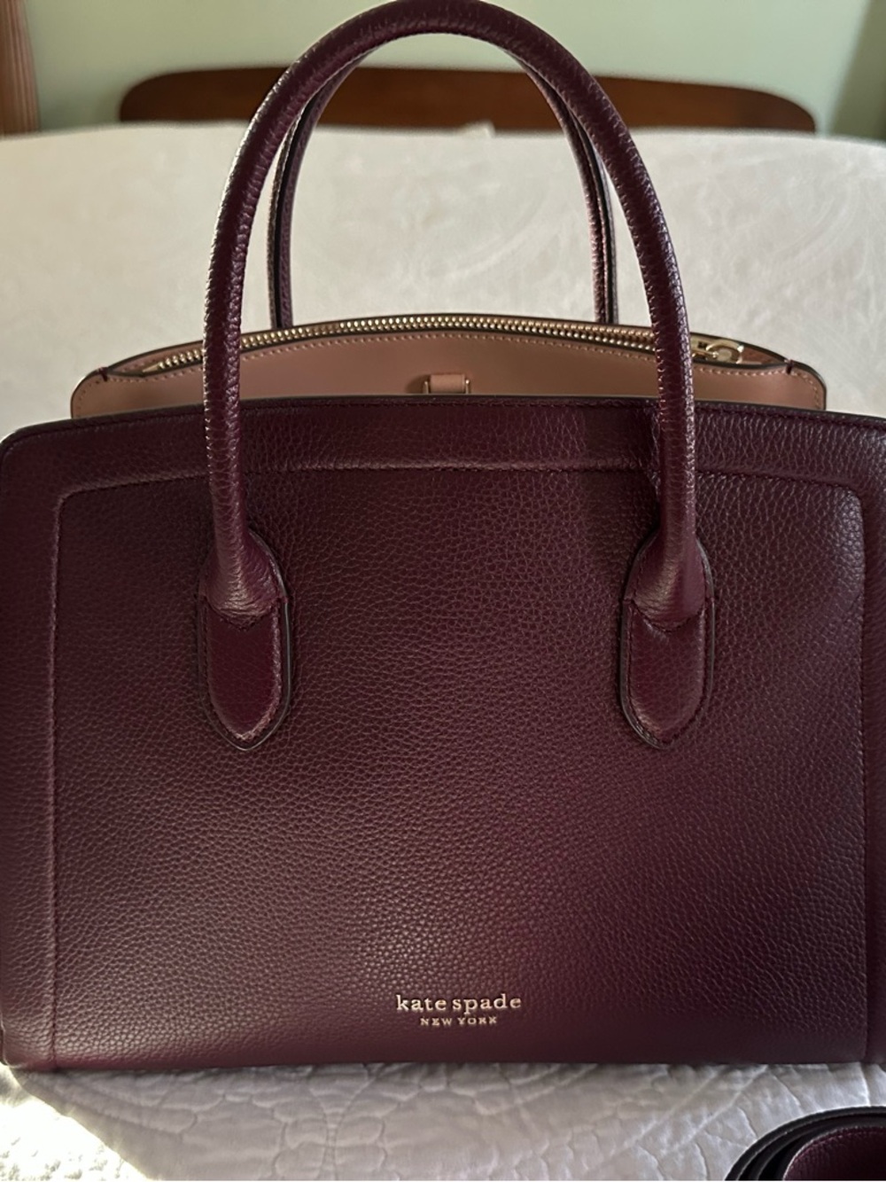 Kate Spade Knott satchel large in color Grenache
